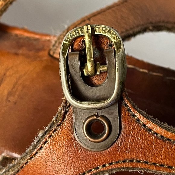 Vintage 70s Bear Traps Wooden & Leather Platform Heel Sandals Women's size 7.5 - Picture 3 of 15